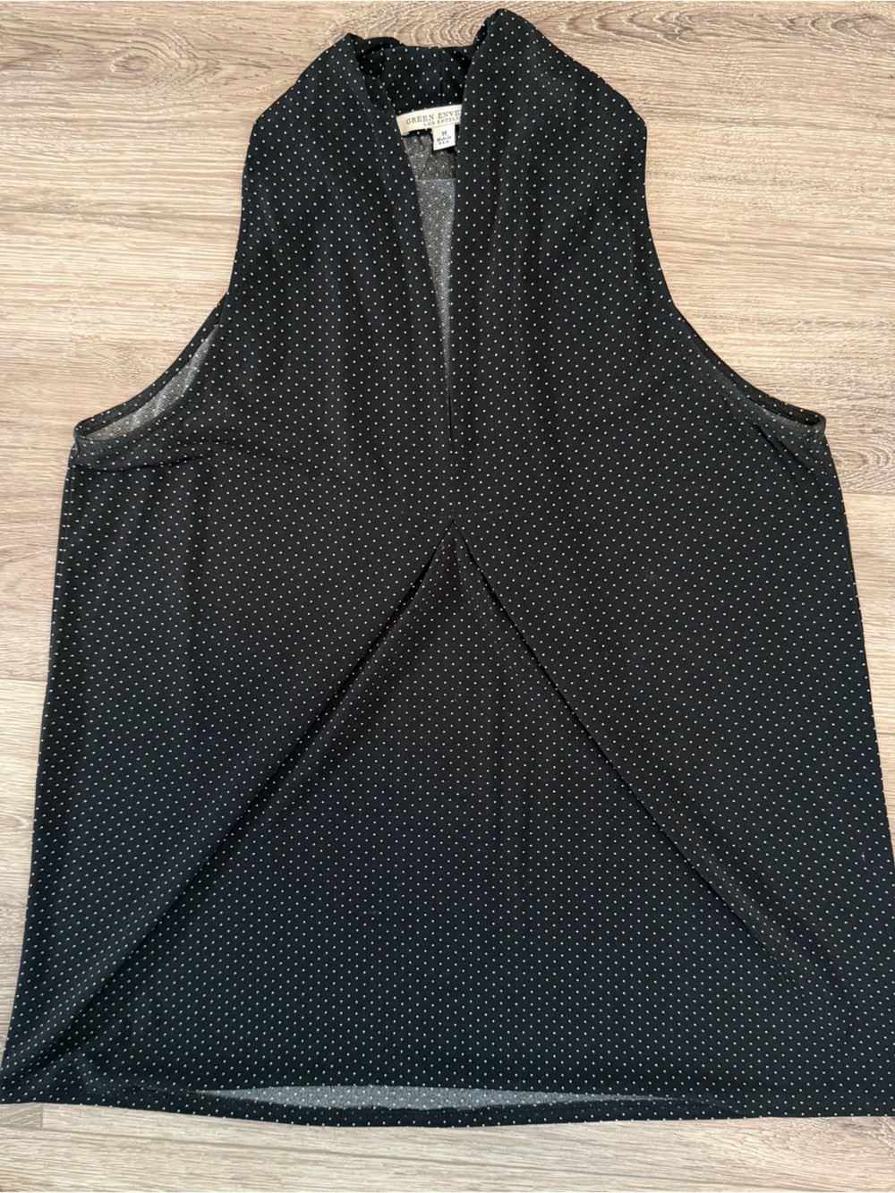 Black Polka Dot Sleeveless V-Neck Top